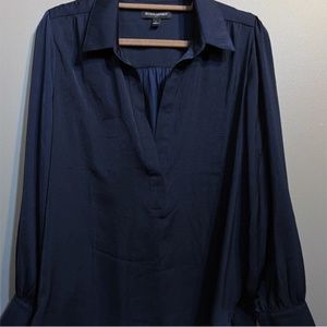 Banana Republic Navy Blue Split Collar Long Sleeve Tunic Women L